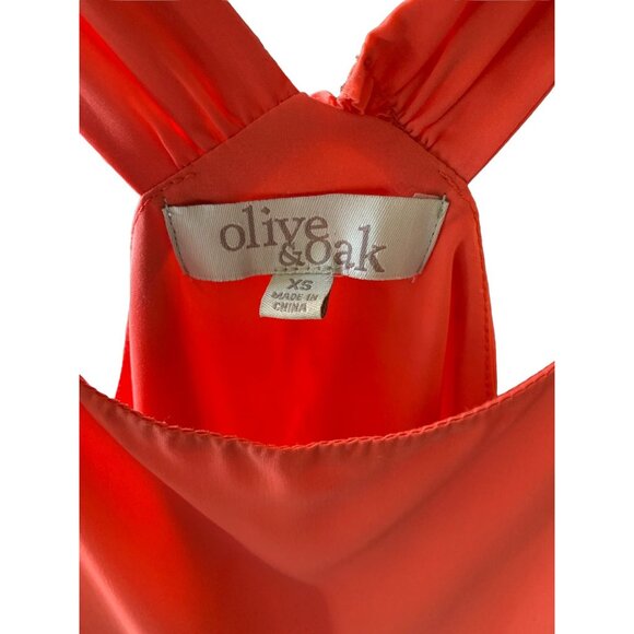 👗 2/$30 👗 Orange and Charcoal Drawstring Waist Dress sz XS - Picture 2 of 4